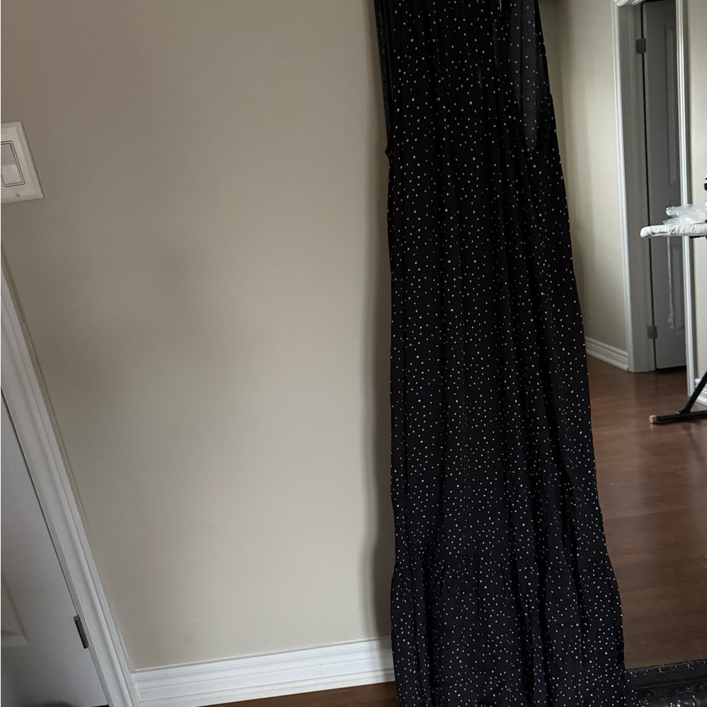 Simons Black Maxi Dress with White Dots